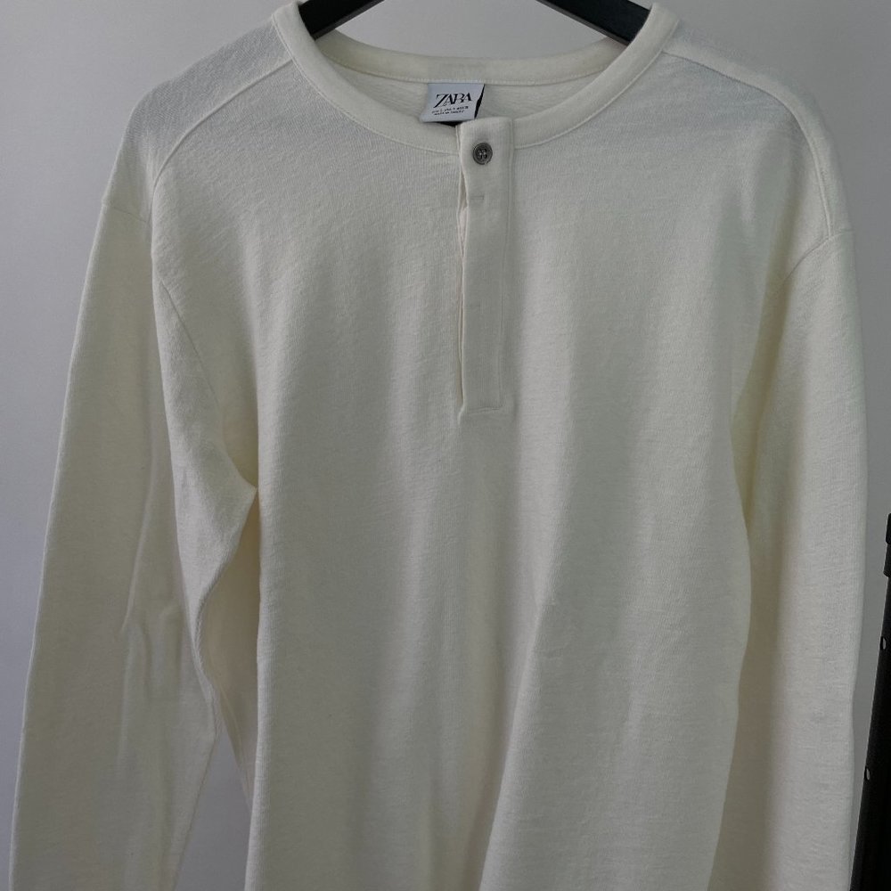 Zara Natural Textured Weave Irregular Shirt